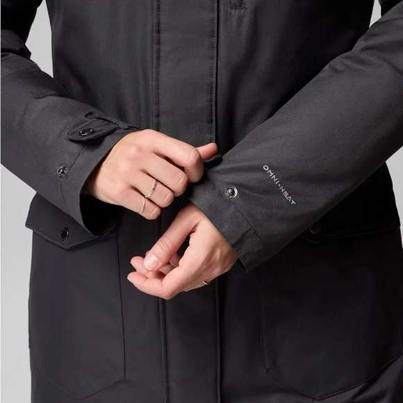 EUC Columbia Women's Suttle Mountain™ Long Insulated Jacket • M • Black/Charcoal - Picture 10 of 14